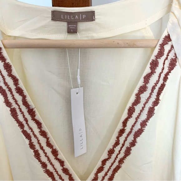 NWT Lilla P Flutter Sleeve Tiered Dress in Ecru - Picture 4 of 15